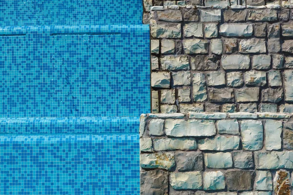 Swimming pools and walls made of stone, decorated for the pool in a sports club.