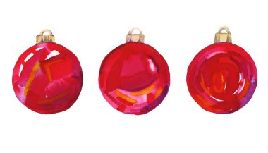 Renkli Noel topları ağaç. Sulu boya resim. İzole.