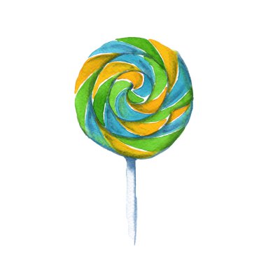 Lolipop. Çocuk tatil. İzole edilmiş. suluboya resim.