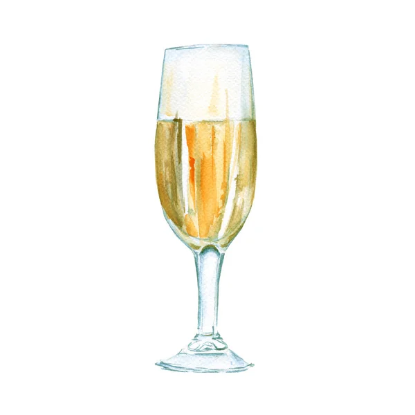 Un bicchiere di champagne. Isolato. Schizzo acquerello . — Foto Stock