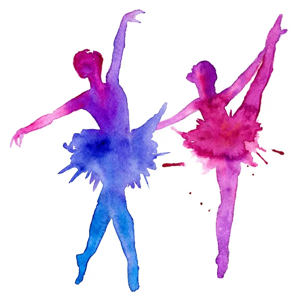 Os bailarinos. Dançarinos. Isolado sobre um fundo branco. Ilustração aquarela . — Fotografia de Stock