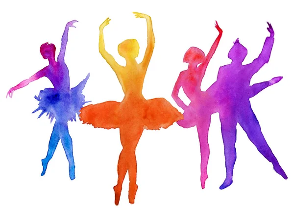 Die Balletttänzer. Tänzer. isoliert auf weißem Hintergrund. Aquarellillustration. — Stockfoto