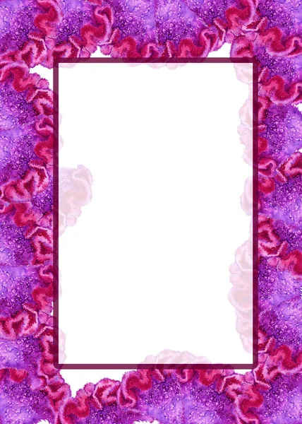 กรอบดอกไม้สีม่วงซีเลีย การ์ดอวยพร ภาพประกอบสีน้ํา . — ภาพถ่ายสต็อก