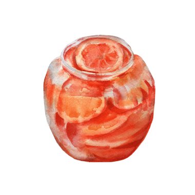 kavanoz portakal reçeli. Beyaz arka plan üzerinde izole.