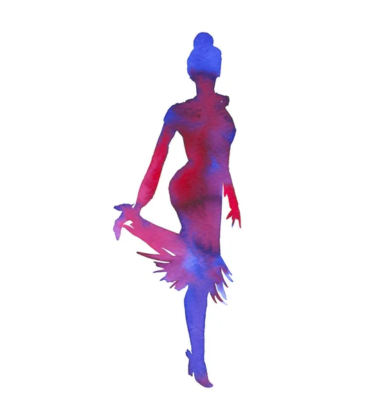 Silhouet van een vrouw. Danser geïsoleerd op witte achtergrond. — Stockfoto