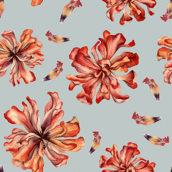 Hintergrund einer getrockneten Blume einer Tulpe. nahtloses Muster. — Stockfoto
