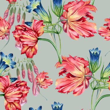 Çiçeklerin arka planı. Kusursuz desen. 