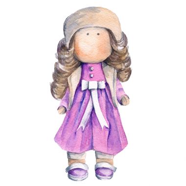 Elbiseleri iç bebek kız. Suluboya resim