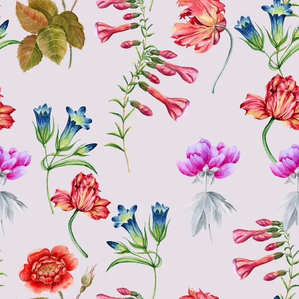 Hintergrund der Blumen. Nahtloses Muster. — Stockfoto