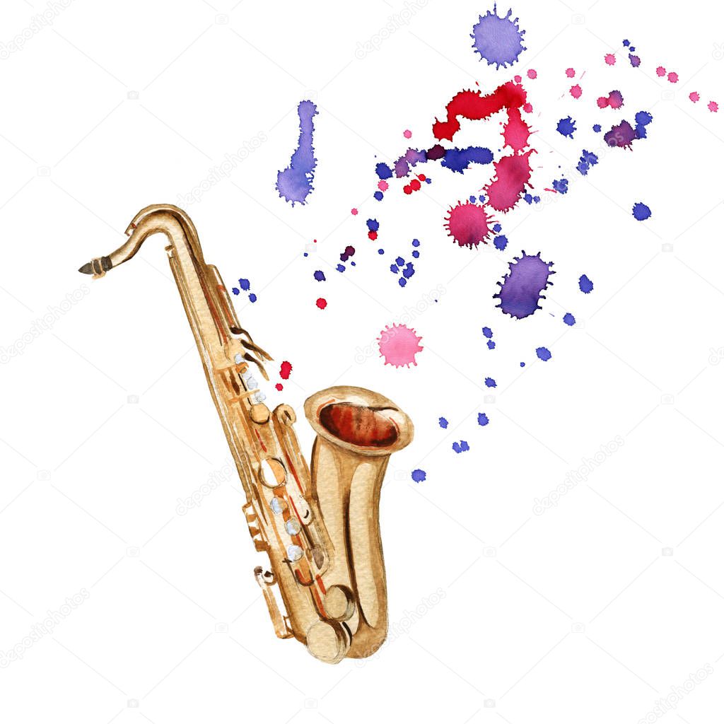 Musical instruments. saxophone. Isolated on white background. 