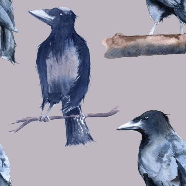 Siyah kuzgun arka plan. Seamless modeli. 