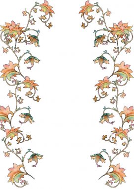 Kartpostal süsleme ile. Vintage desen çiçek dalları. Beyaz arka plan üzerinde izole. 