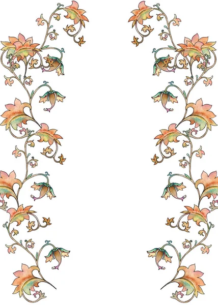 Kartpostal süsleme ile. Vintage desen çiçek dalları. Beyaz arka plan üzerinde izole. 