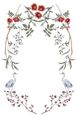 Davetiye kartı şablonu köy tarzında. Beyaz arka plan üzerinde izole. 