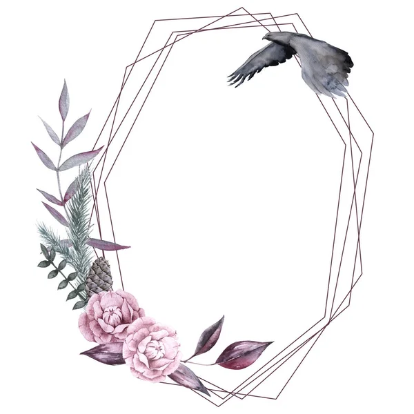 Rahmen mit sibirischen Pflanzen und Blumen. isoliert auf weißem Hintergrund. — Stockfoto