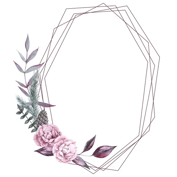 Rahmen mit sibirischen Pflanzen und Blumen. isoliert auf weißem Hintergrund. — Stockfoto