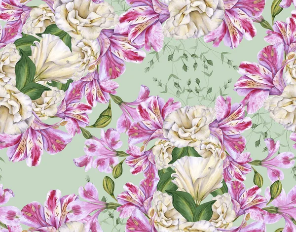 Background of orchid flowers. Seamless pattern. — ストック写真