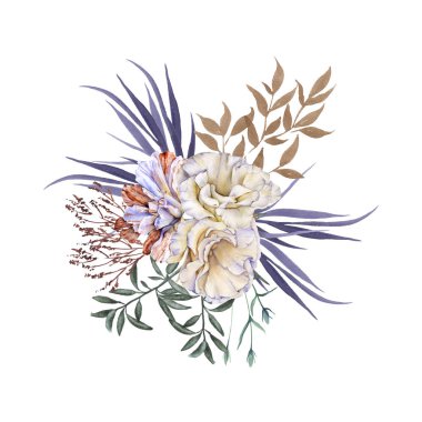 Eustoma. Solmuş çiçek. Beyaz bir arkaplanda izole edilmiş.