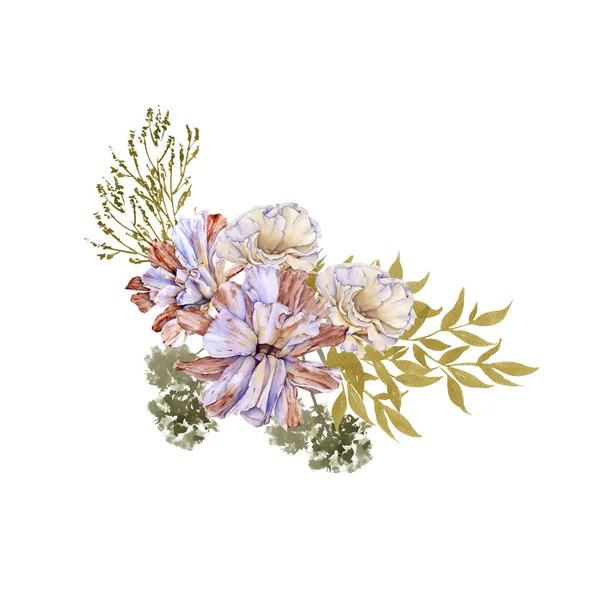 Eustoma. fiore appassito. Isolato su sfondo bianco . — Foto Stock