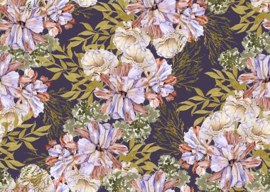 Eustoma çiçekleriyle dolu bir arka plan. Eustoma. Kusursuz desen.