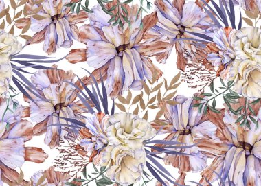 Eustoma çiçekleriyle dolu bir arka plan. Eustoma. Kusursuz desen.