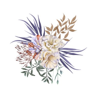 Eustoma. Solmuş çiçek. Beyaz bir arkaplanda izole edilmiş.