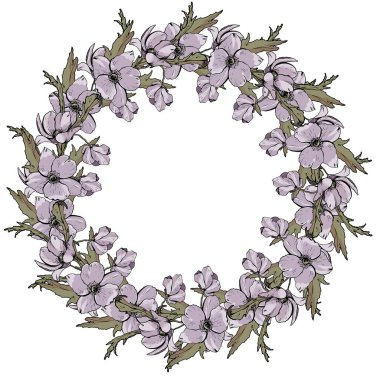 Çiçek çelengi. Beyaz arkaplan üzerinde izole edilmiş. 