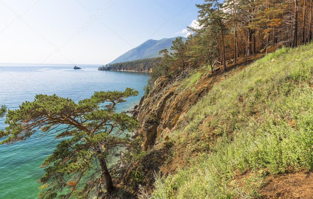 Green slope of lake Baikal