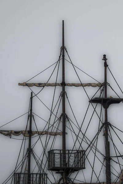 Mast Old Sailing Ship Quiet Bay Island Cyprus — Stock Photo, Image