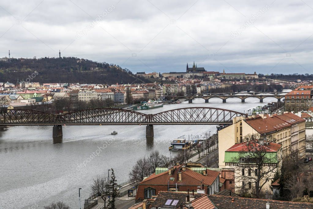 With the ancient walls of Vysehrad with stunning views of the Vltava river, which goes beyond the horizon and disappears in the dense Czech forests.