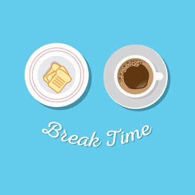 Kahvaltı konsepti ile taze yiyecek ve içecek düz simgeler vektör çizim ayarla