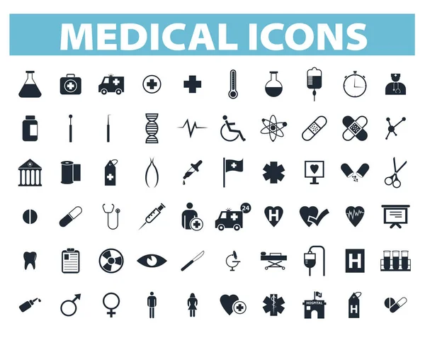 Set Medical Health Icons Isolated White Background Vector Illustration — Stock Vector