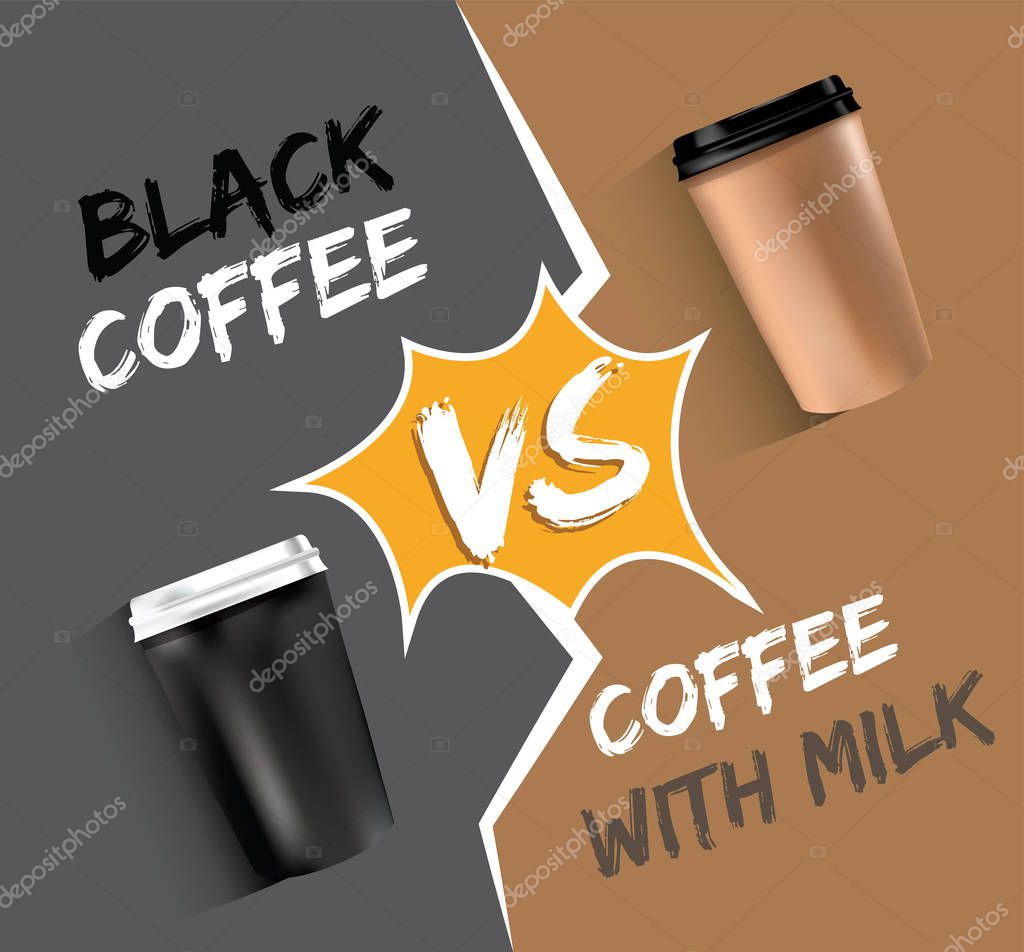 Milk and black coffee comparison