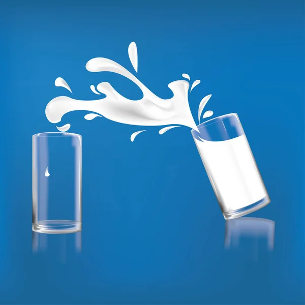 Vectorglas Vol Melk Leeg Glas — Stockvector