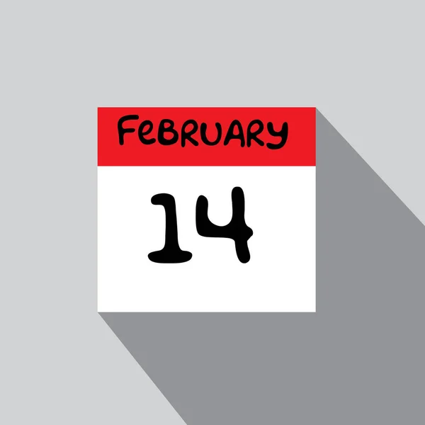 Gelukkige Valentijnsdag Realistisch Kalender Blad Met Schaduw Rode Pin Geïsoleerd — Stockvector