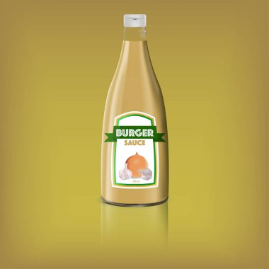 Vektör burger acı sosu. sarı arkaplan