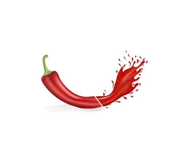 Vector Pimienta Roja Anuncio Salsa Picante Con Ilustración — Vector de stock