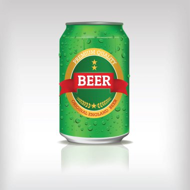 Gerçekçi alüminyum kutu. Vektör bira tasarım şablonu