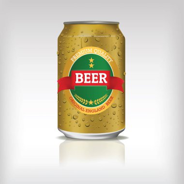 Gerçekçi alüminyum kutu. Vektör bira tasarım şablonu
