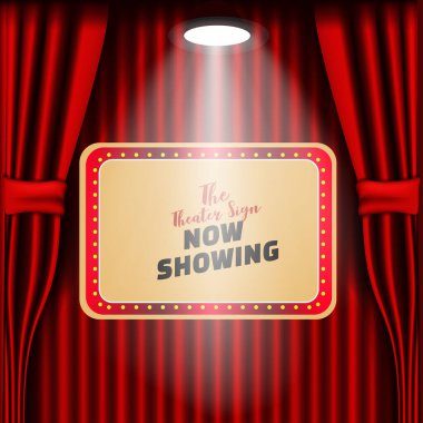 Kırmızı perdeli bir arka plan. Vektör illüstrasyonu