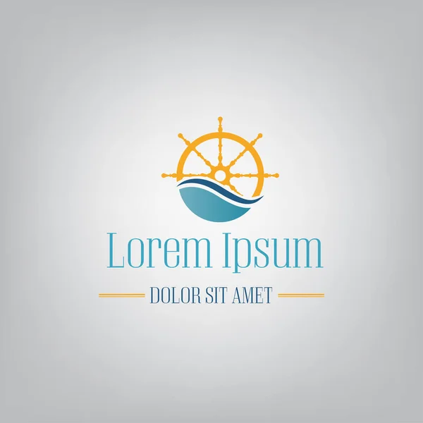 Deniz dalgalarındaki gemi logosu. Vektör çizimi, logo şablonu tasarımı..