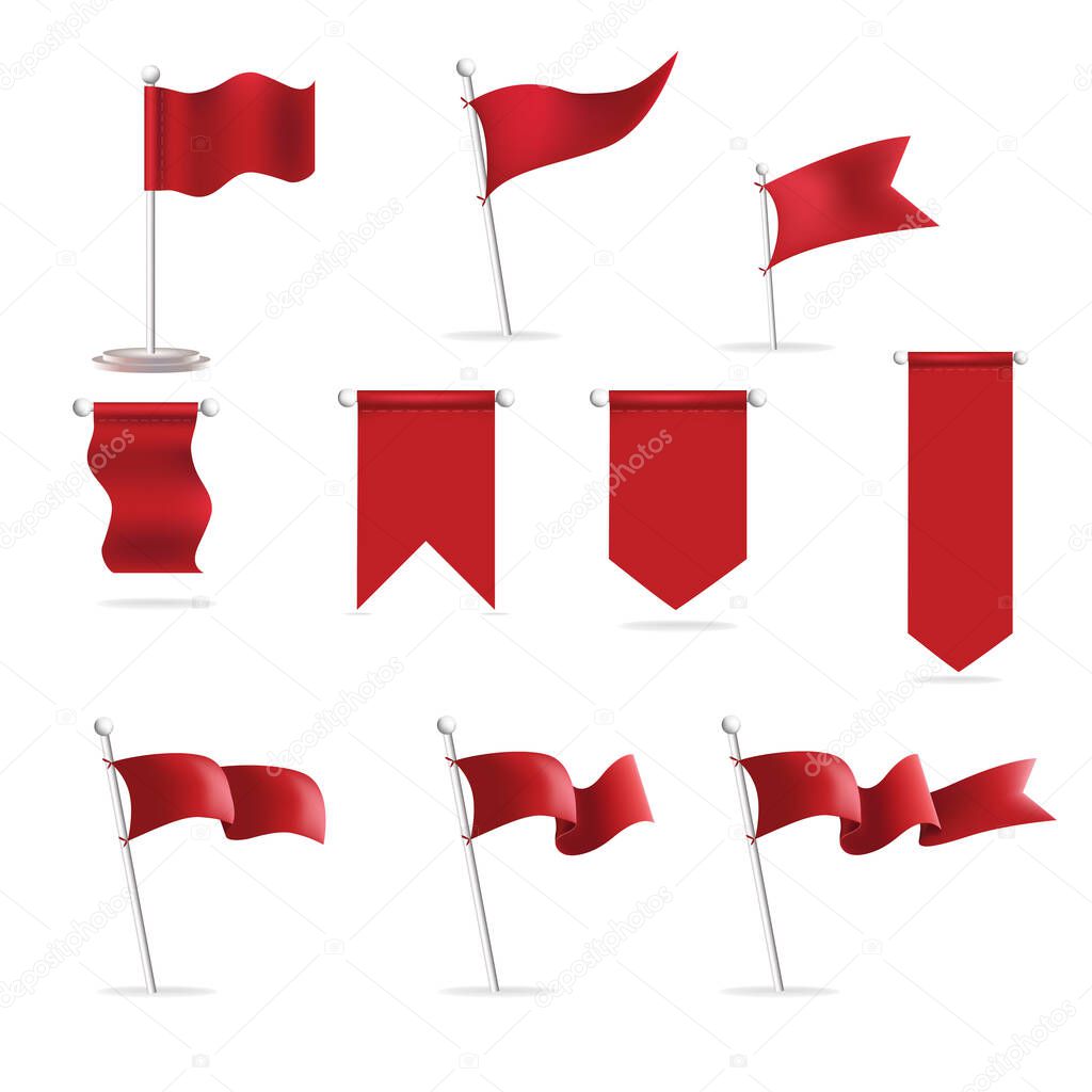 Realistic 3d Winner Concept Fabric Textile Flag Flag Banner Set Isolated on a White Background for Presentation and Exhibition. Vector illustration of Flags