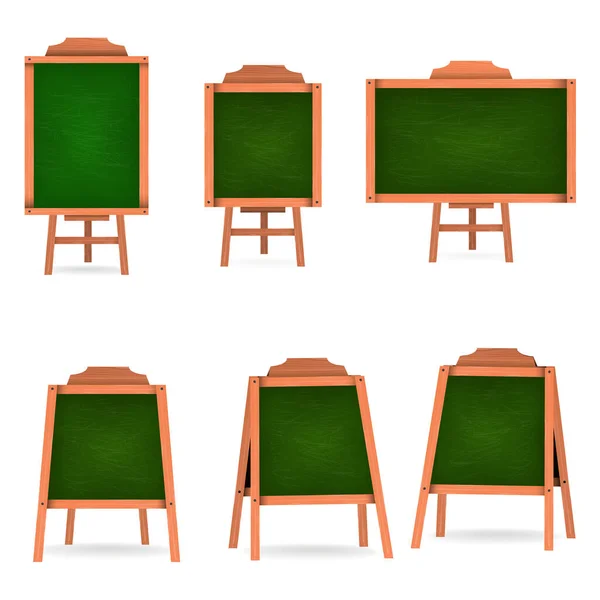 Menu Green Board Set Isolato Vista Diversa Illustrazione Vettoriale — Vettoriale Stock