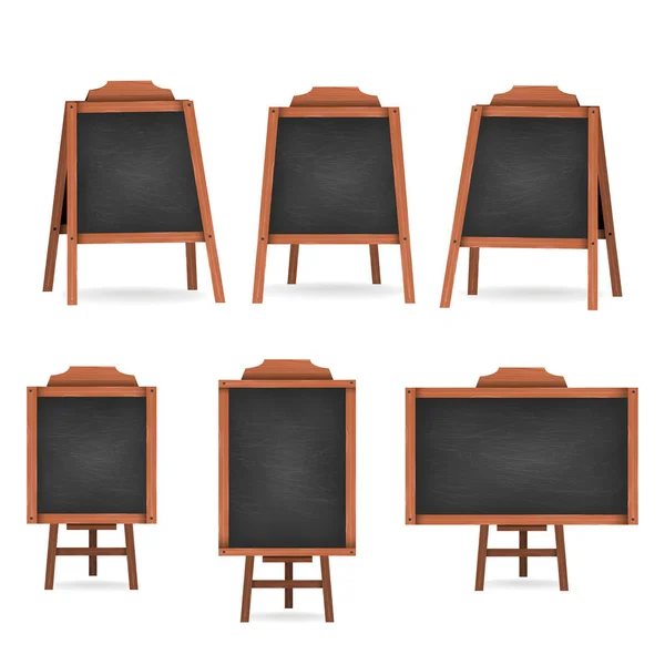 Menu Black Board Set Isolato Vista Diversa Illustrazione Vettoriale — Vettoriale Stock