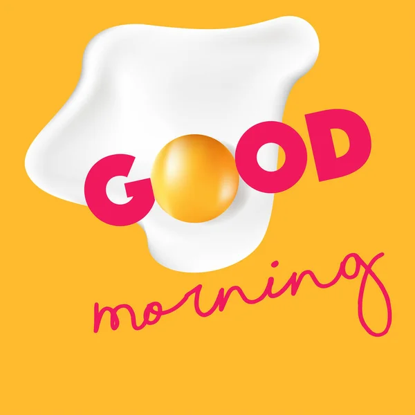 Gefrituurde Vector Illustratie Goedemorgen Concept Ontbijt Gebakken Kip Kippenei Met — Stockvector