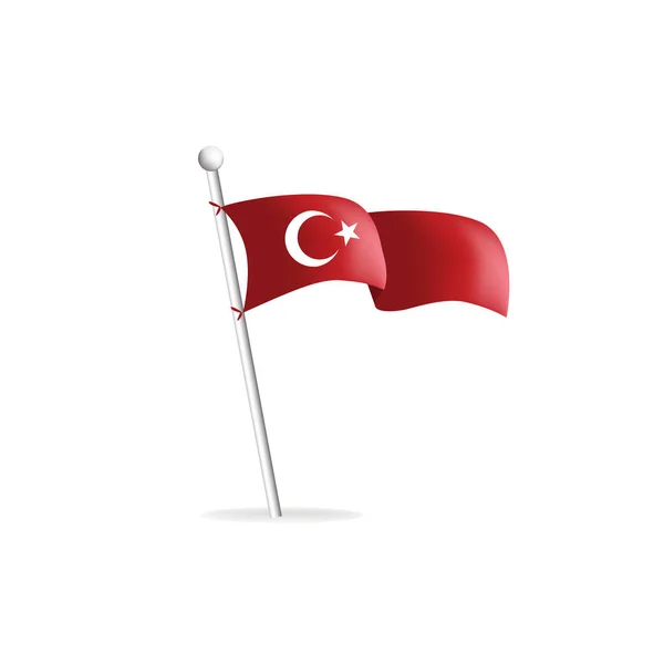 Realistic Flag White Background Turkey Vector Illustration — Stock Vector