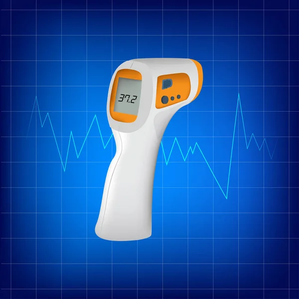 Isometrisk Medicinsk Digital Termometer Utan Kontakt Den Mäter Omgivande Temperatur — Stock vektor