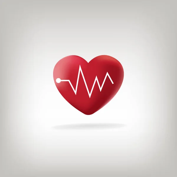 Kalp Atışı Işaretli Kırmızı Kalp Ikonu Vektör Çizimi Düz Hatlı — Stok Vektör