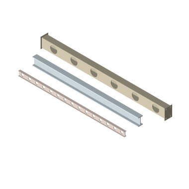 3D metal kiriş ayarlayın. 3D izometrik tarzı. Vektör çizim.