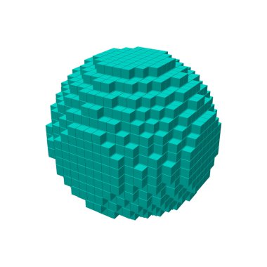 3D piksel küre. Vektör çizim.